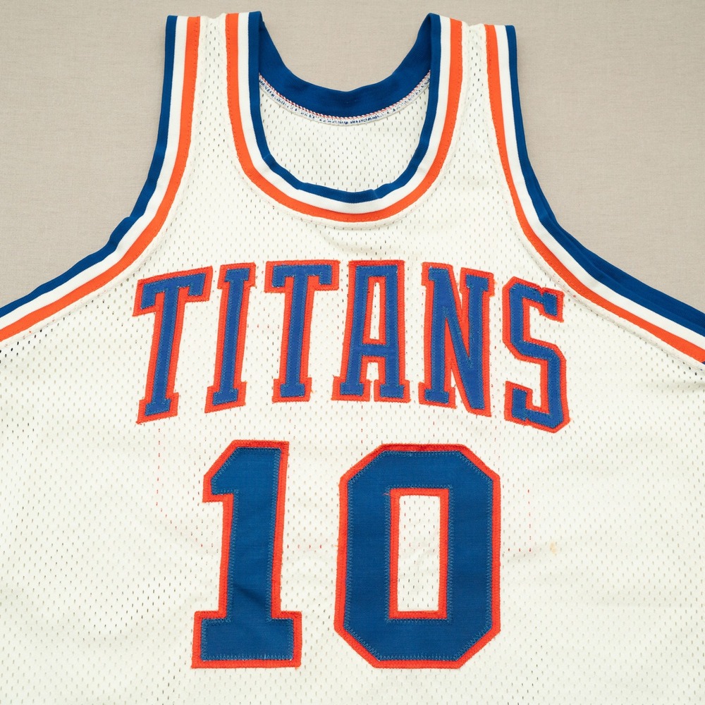 Vintage 70s Wilson USA Titans Patch Jersey 10 Adult Size 42 White Blue Orange